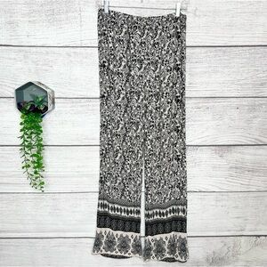 Maxine Nichols Black & White Boho Paisley Casual Festival Pants Size Medium